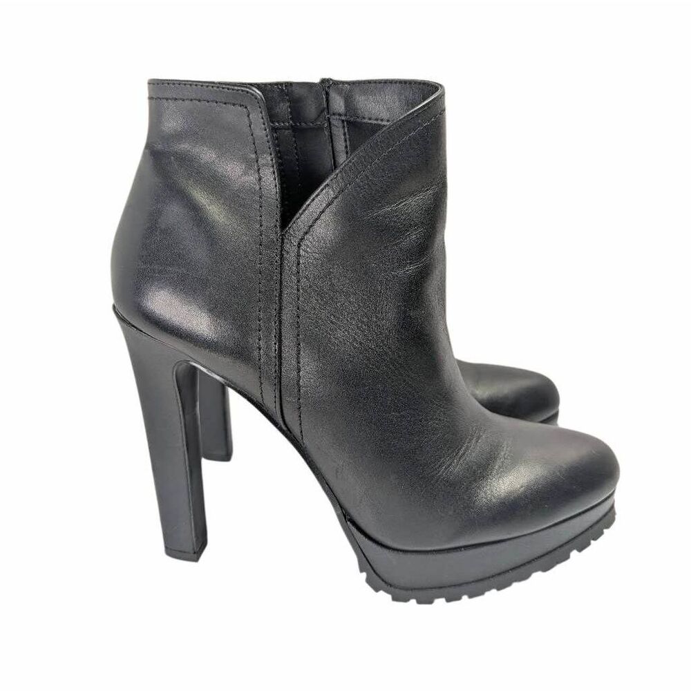 Gianni Bini Omarrah black leather platform lug bootie heels womens 9 - Picture 2 of 9